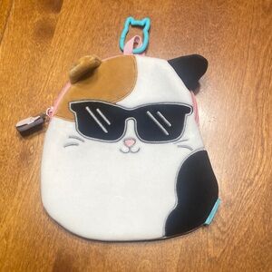 Squishmallow Cat Face Pouch with Sunglasses
